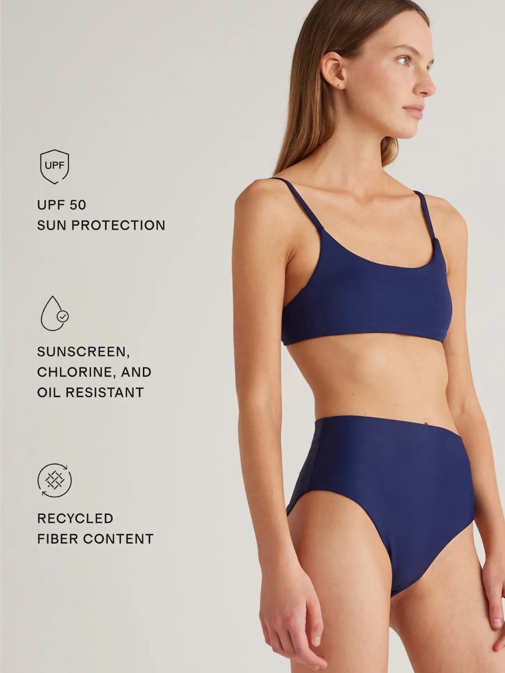Quince Navy Blue Italian High-Rise Bikini Bottom